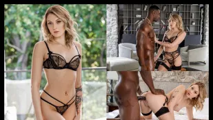 Татуированная красотка Charlotte Sins жёстко трахается с огромным чёрным хуем и получает кремпай